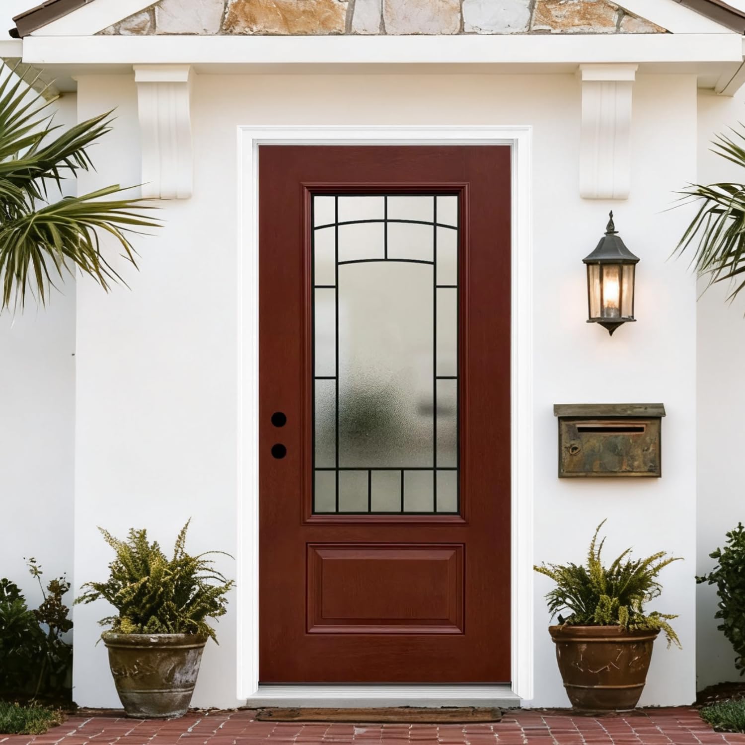 Runave Red Glass Front Door