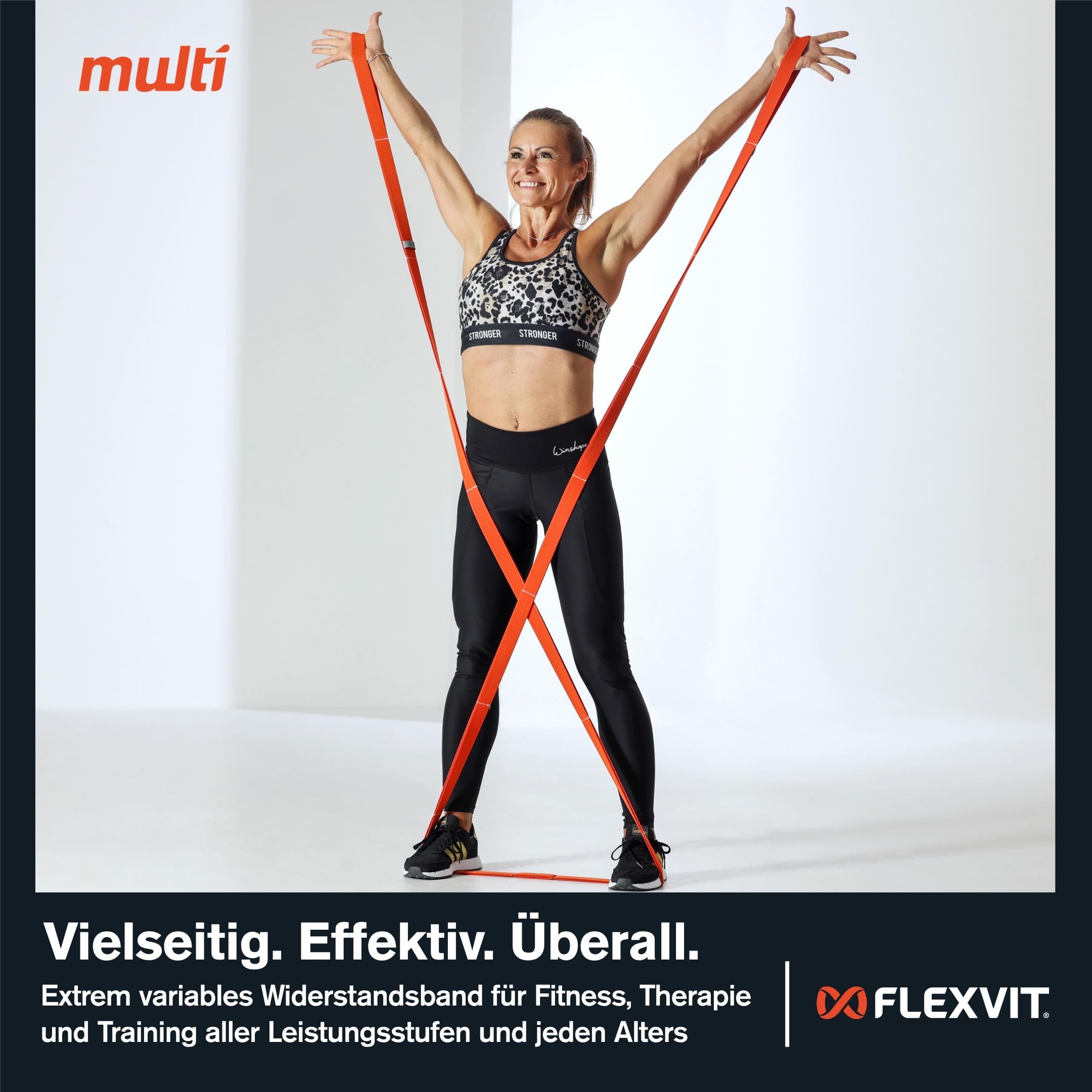 FLEXVIT Multi 4er Set final4 Fitnessbänder, Set für abwechslungsreiche Workouts und Krafttraining zuhause, Perfekt für Trainer, Familien oder Praxen