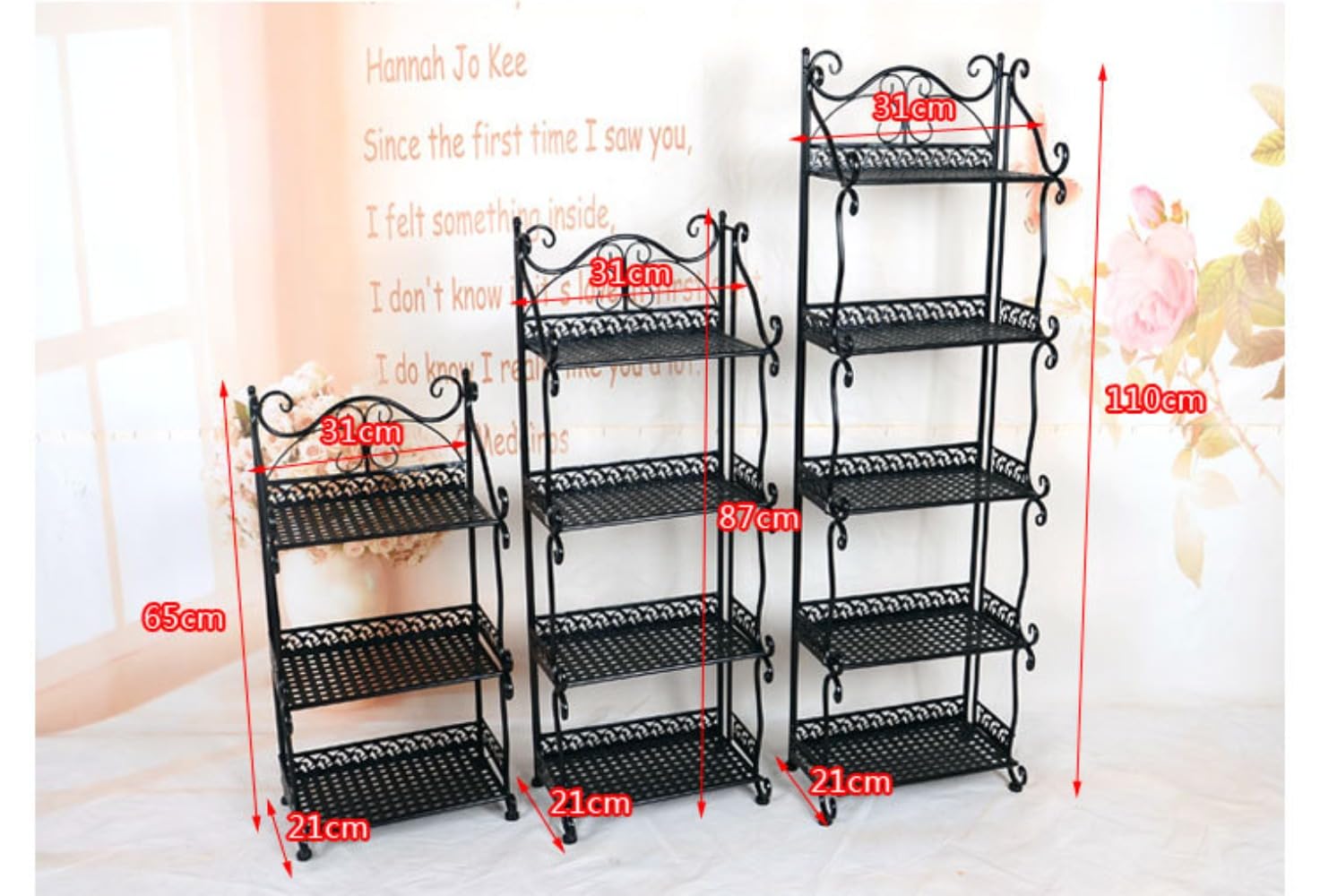 k502r122 ローズガーデン ホワイトアイアンの4段ガーデンラック