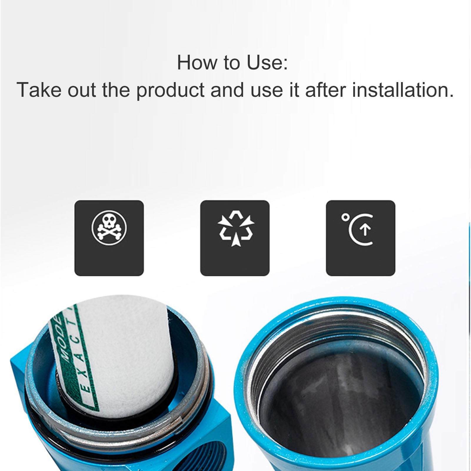 Filtro separatore acqua-olio per compressore d'aria, 3 cm, 1,0 (A-001) | Filtro per compressore d’aria in lega di alluminio con elemento in cotone PP, ingresso/uscita da 3 cm, pressione massima di