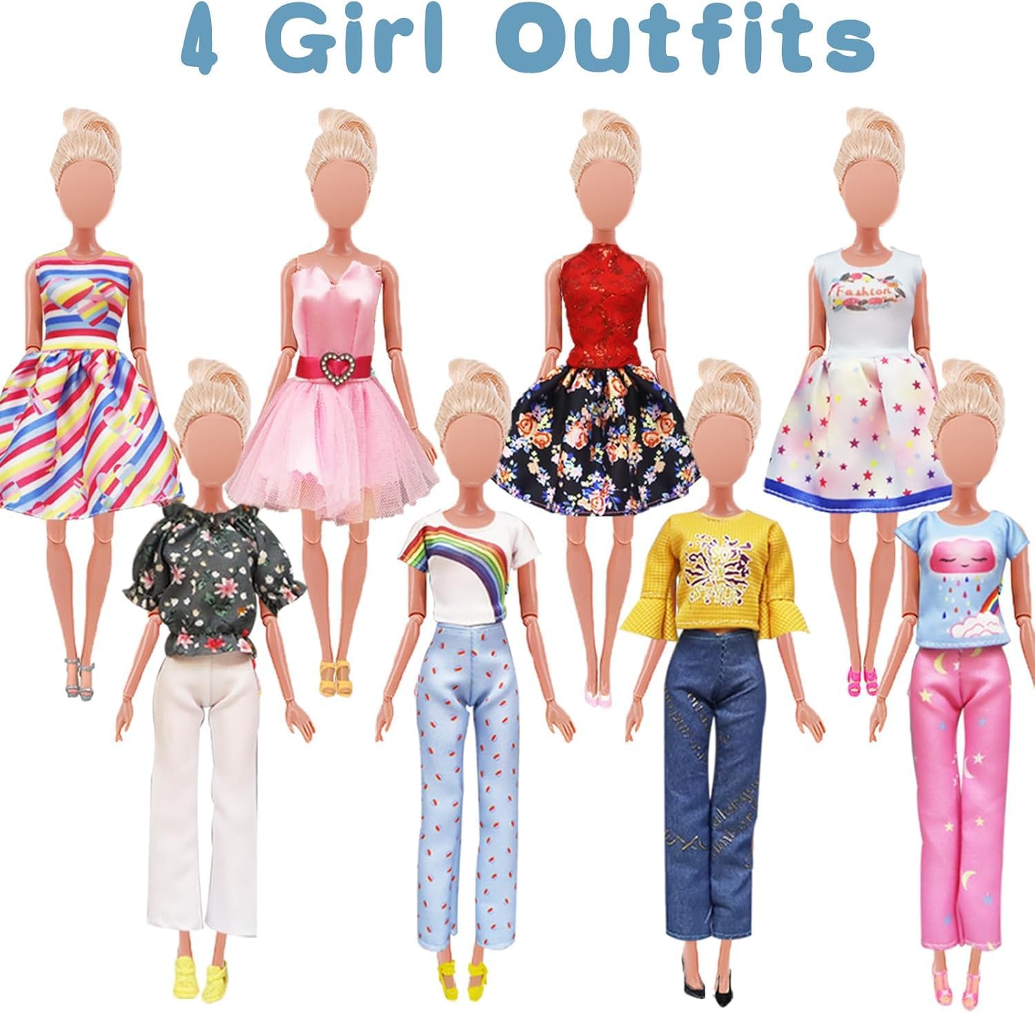 27 PCS Doll Clothes and Accessories for 11.5 Inch Girl Dolls and 12 Inch Boy Dolls Include 7 Boys Outfits 7 Girls Outfits 3 Pair of Boy Shoes 10 Pair of Girl Shoes Random Style