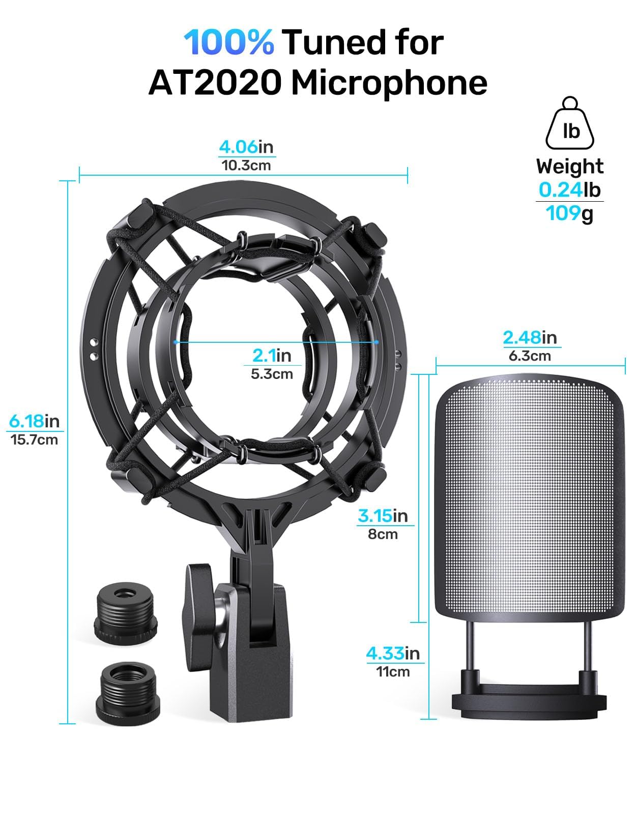 AT2020 supporto antiurto per microfono con copertura antiurto in metallo