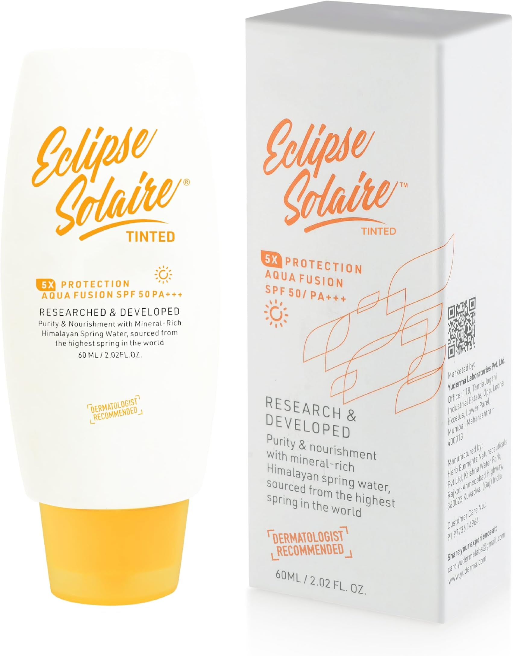 Eclipse Solaire Aqua Fusion Sunscreen SPF50 | 5X Protection with SPF 50 PA+++ | Infused with Himalayan Spring Water | Non-Greasy, For All Skin Types – 60ml