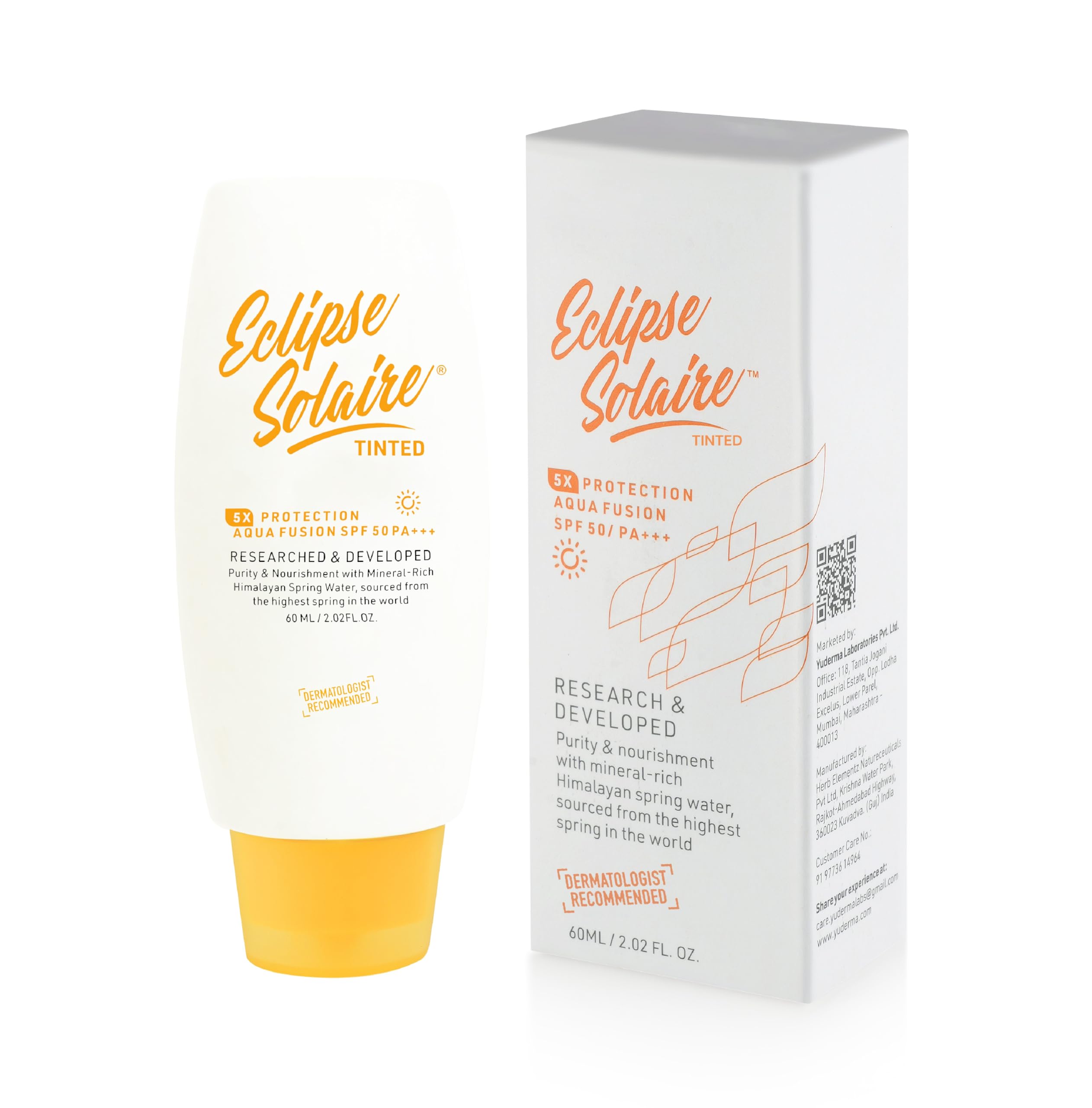 Eclipse Solaire Aqua Fusion Sunscreen SPF50 | 5X Protection with SPF 50 PA+++ | Infused with Himalayan Spring Water | Non-Greasy, For All Skin Types – 60ml