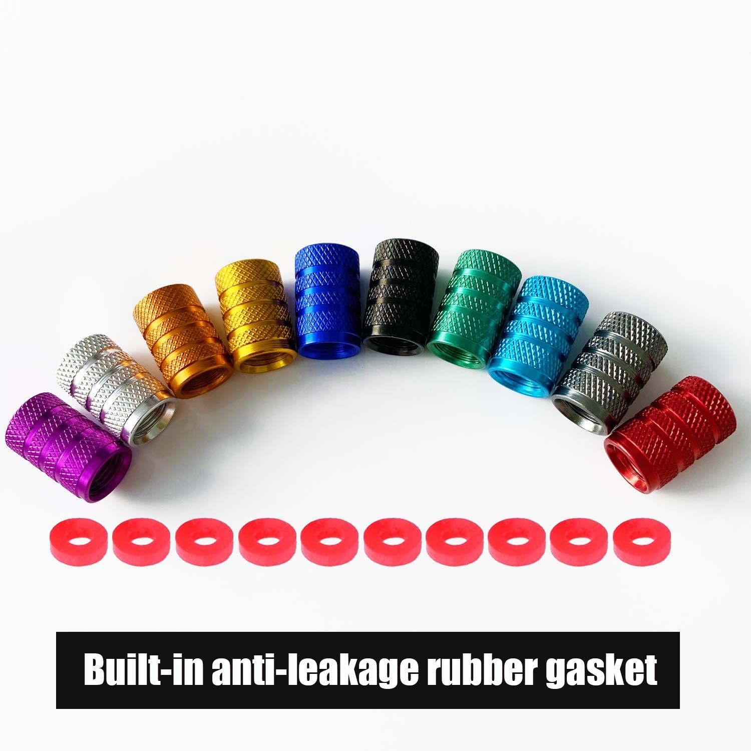JAMEGIO 20/40pcs Schrader Tire Valve Caps, Multi-Colors Anodized Machined Aluminum Alloy Valve Adapter Cap for American Style, dust Cover