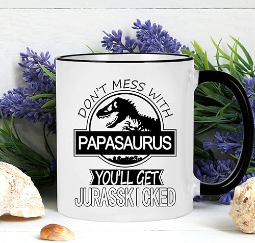 Miniatura 4 de Taza con texto en inglés Don't Mess With Grandpasaurus You'll Get Jurasskicked, regalos de cumpleaños para el día del padre para el abuelo de parte