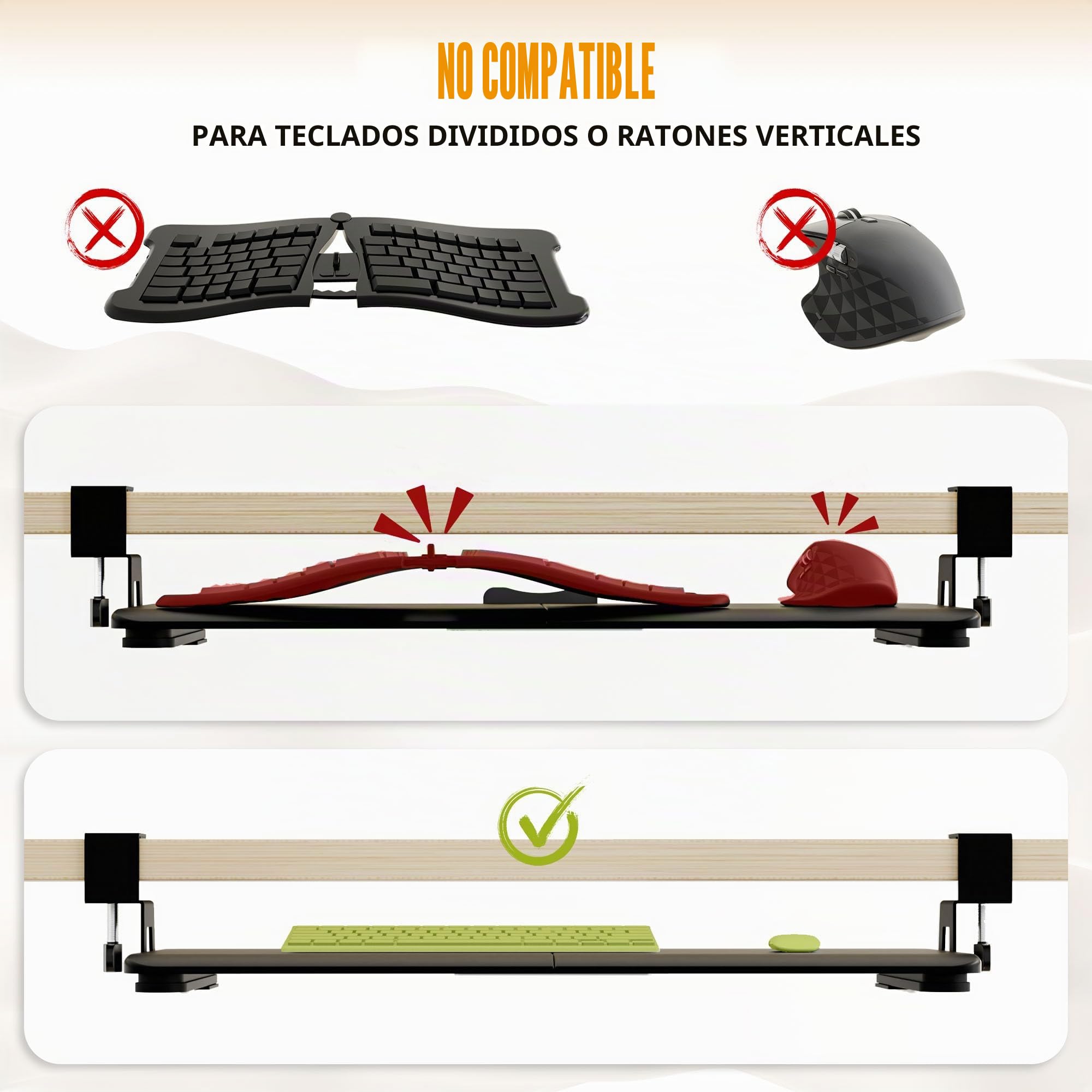 ERGOMAKER Bandeja para teclado debajo del escritorio, escritorio pequeño para computadora con bandeja de teclado de 25.6 x 11.8 pulgadas, cajón deslizante estable para escribir, color negro