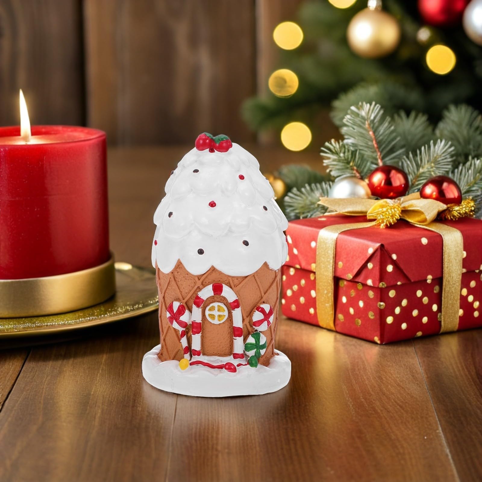 Toyvian 3 Pièces Décoration Maison D'épice Noël en Résine, Maison