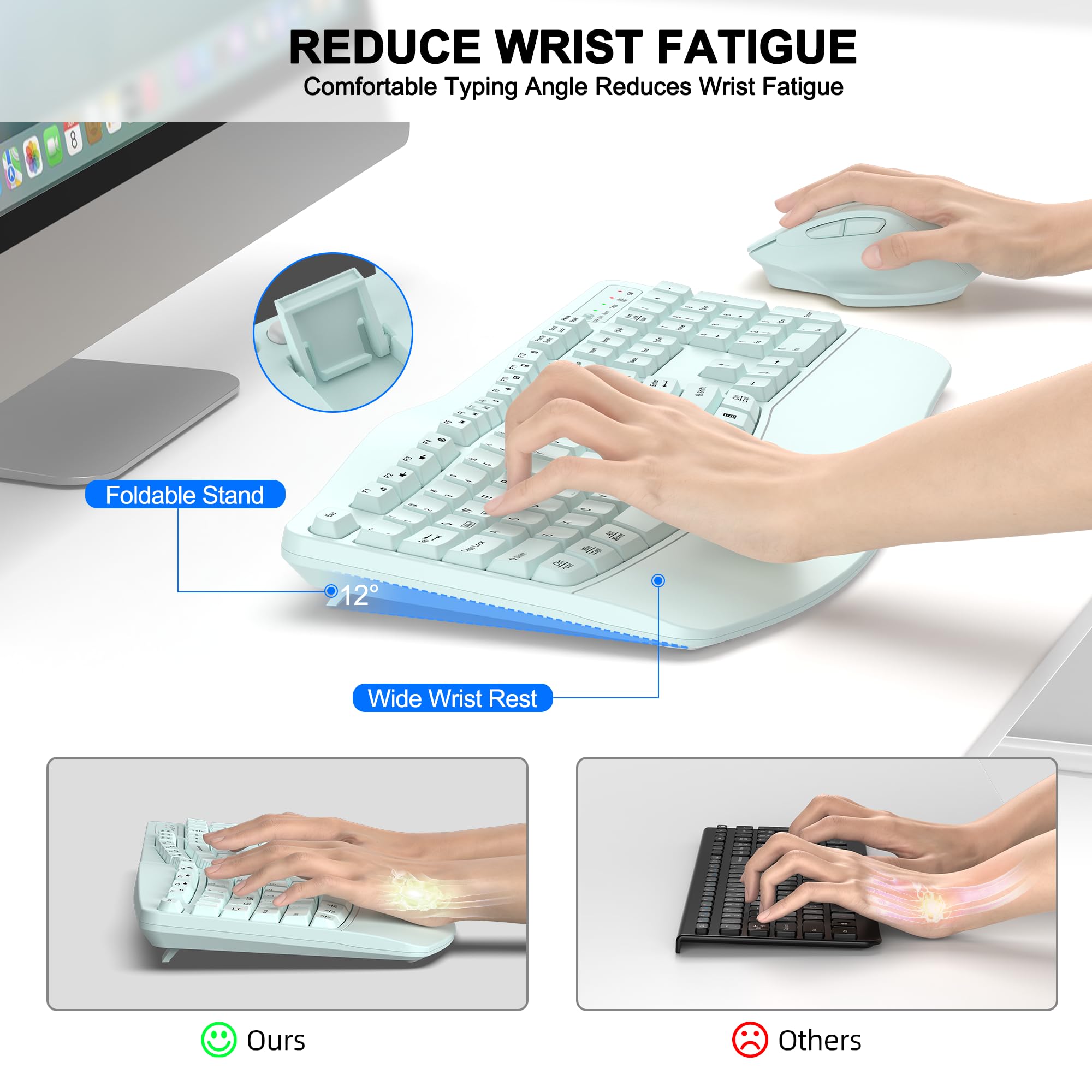 Tastiera e mouse wireless (verde menta)