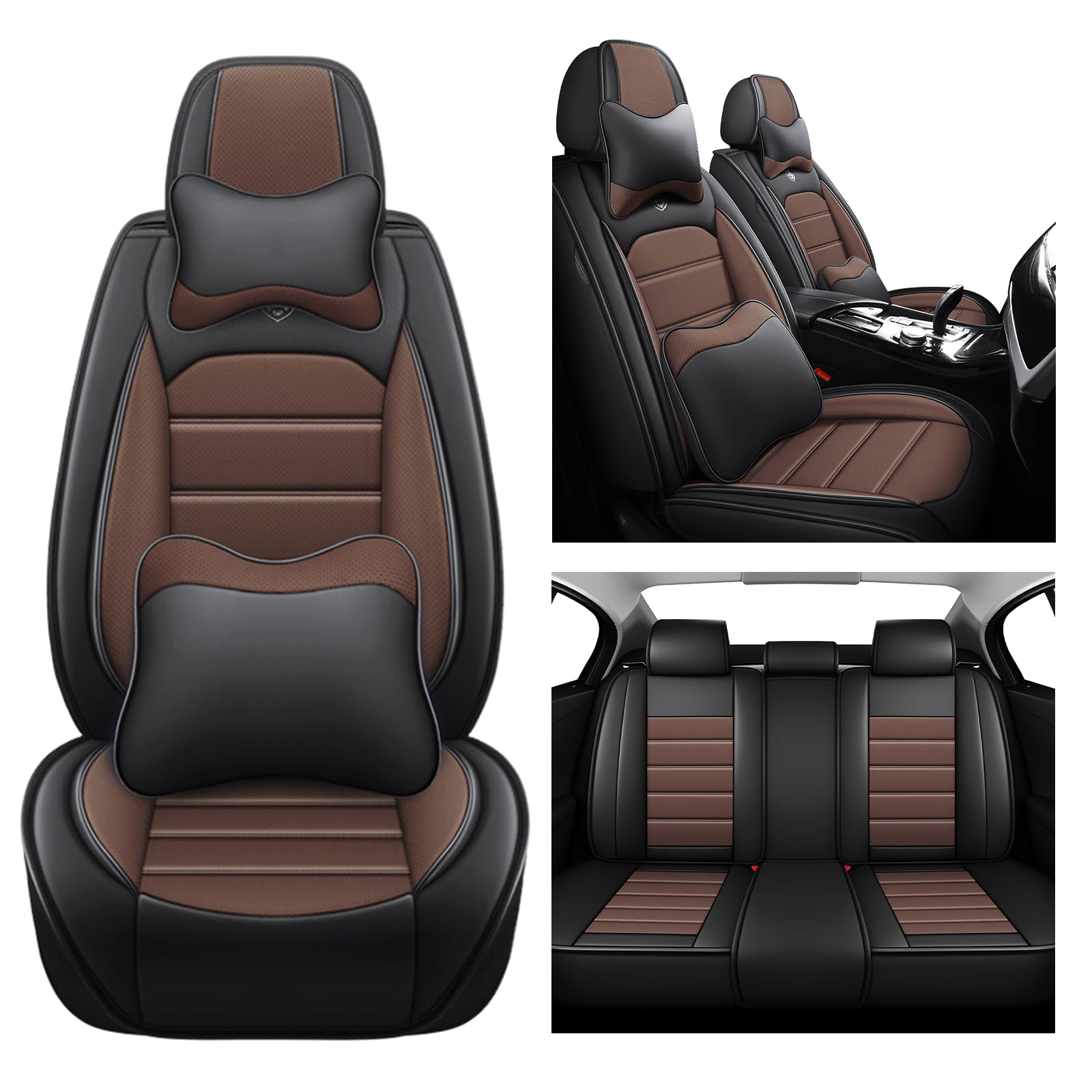 FASSME Car Seat Covers Fit for Ford F-350 2000-2025,5 Seats Custom Fit Leather Cover Protector Cushion,Automotive Vehicle Auto Interior Covers(Black