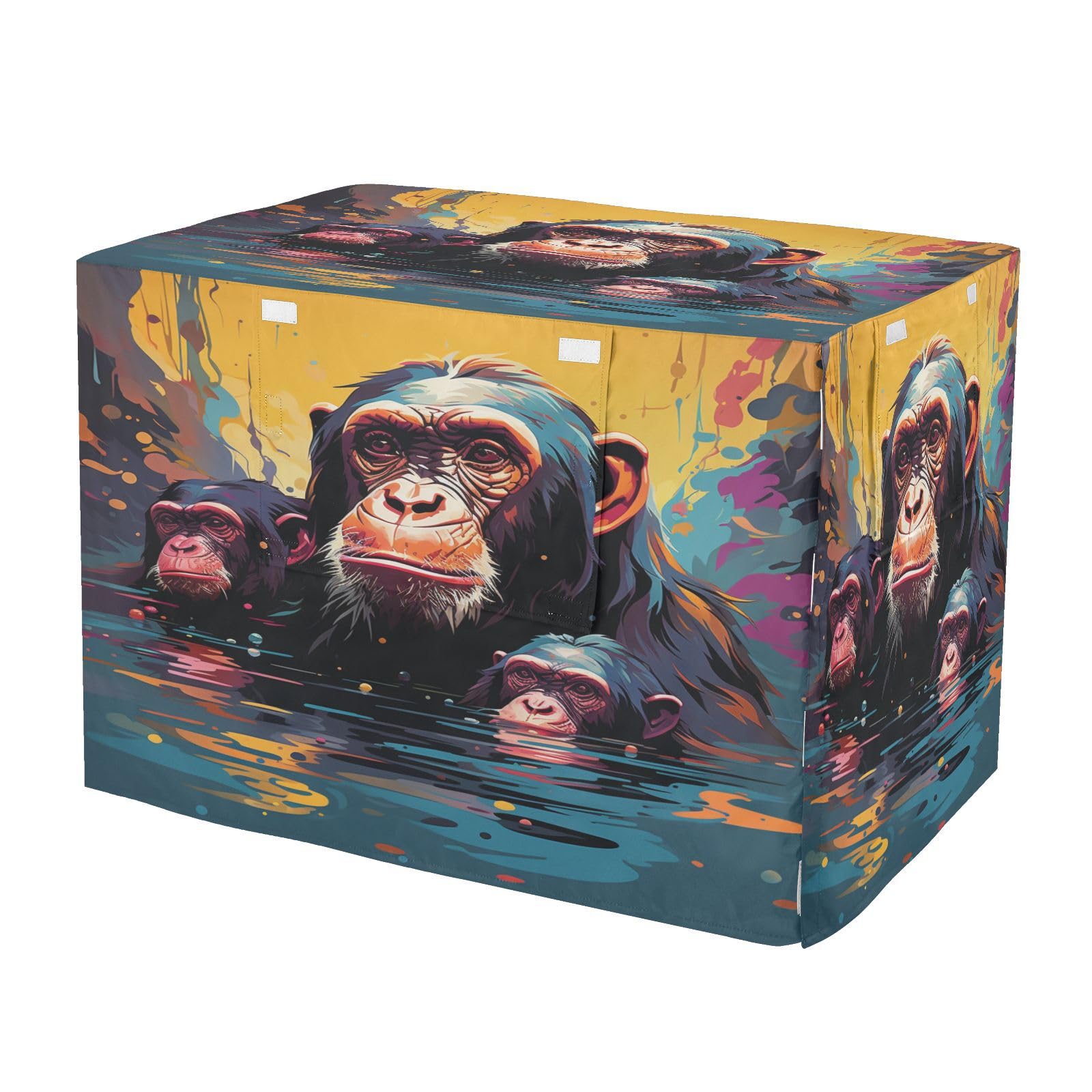 KAAVIYO Watercolor Art Chimpanzees Monkey Dog Cat Crate Cover,Waterproof Pet Kennel Covers for Animals Cages Indoor Outdoor