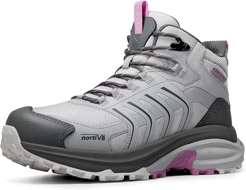 NORTIV 8 Women‘s Hiking Boots Waterproof Lightweight Outdoor Trekking Non Slip Comfortable Camping Ankle Breathable Everyday Boot Armadillo FieldLite