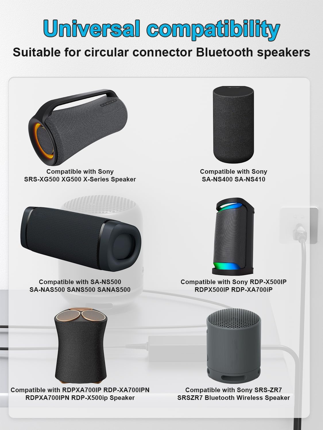 20 V kabel do ładowania ładowarka do Sony SRS-XG500 XG500 SRSXG500 X Portable Bluetooth Wireless Speaker SA-NS400 SA-NS410 SA-NS500 SA-NAS500 SANS500 SANAS500 SRS-ZR7 SRSZR7 kabel zasilający