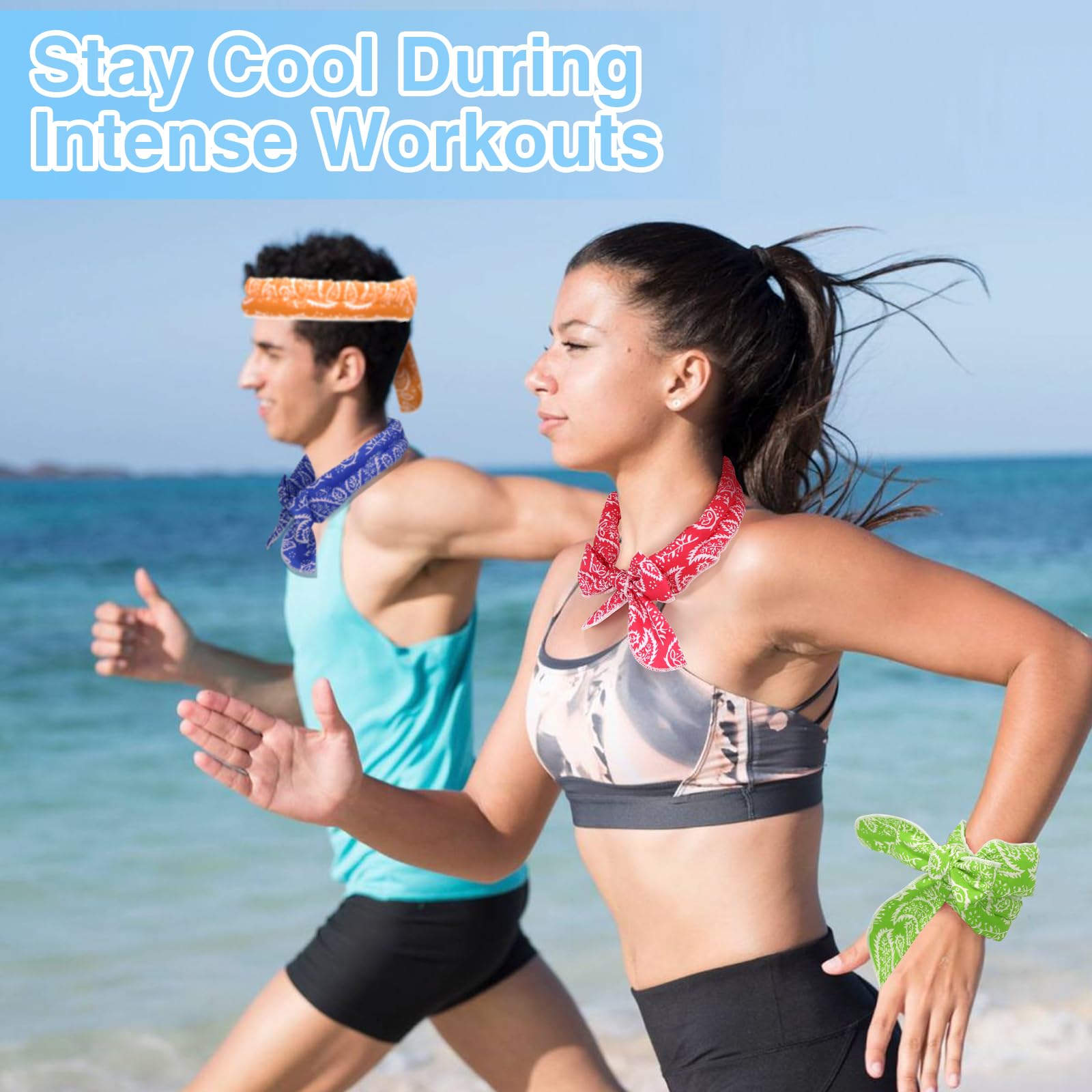 Sciarpa Rinfrescante, 5pcs Asciugamano per Il Ghiaccio Estivo, Traspirante Bandana Rinfrescante Istantaneo, Fasce Raffreddamento per Il Collo, per Passeggiate Equitazione All'Aperto (A)