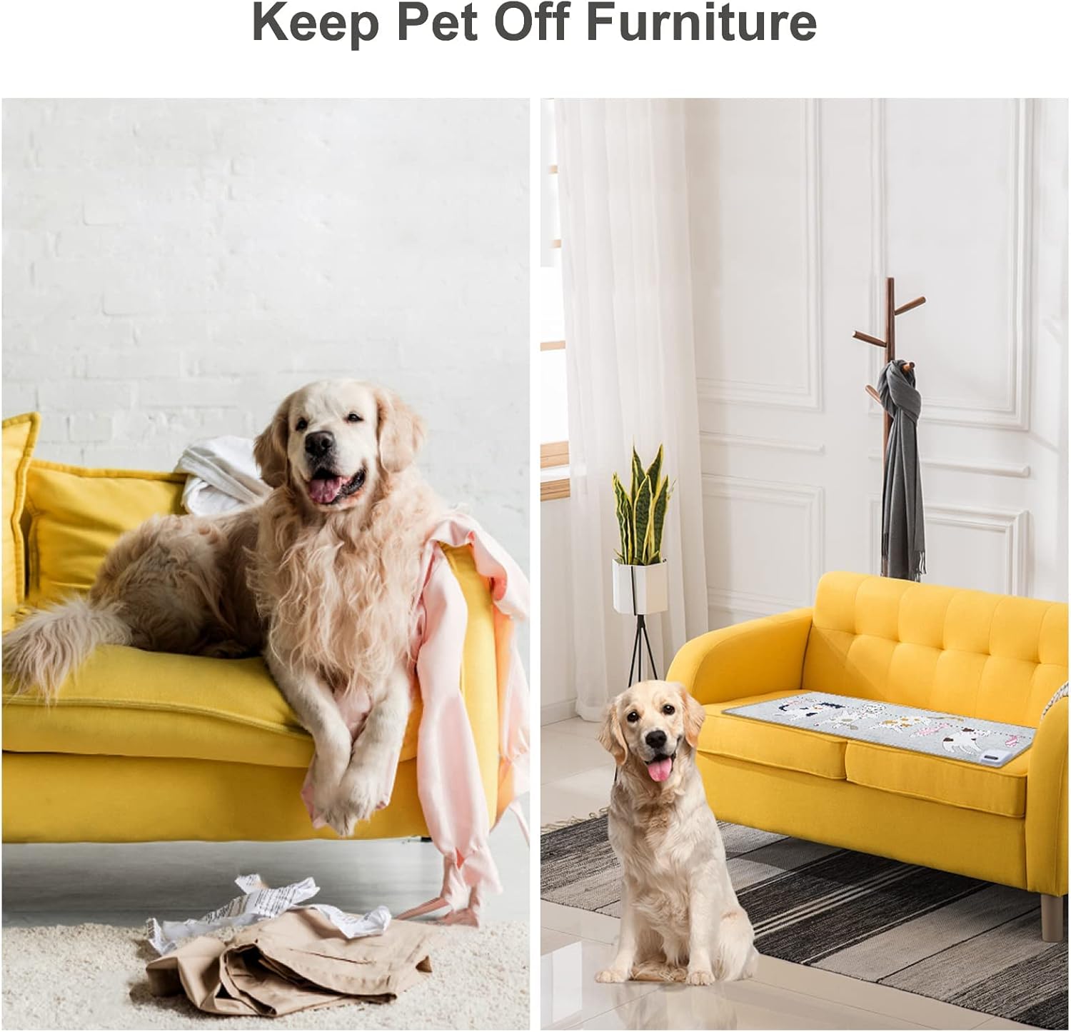 Pet Scat Training Mat, Electric Repellent Mat for Cats and Dogs, Furniture Protector Shock Pad for Couch, Counter, Bed-Cat Pattern : Pet Supplies