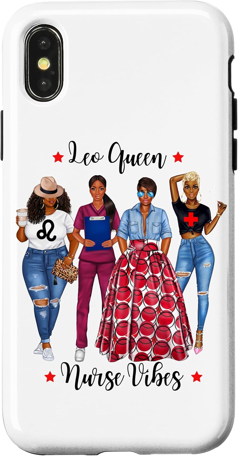 Amazon.com: iPhone XR Black Woman Nurse Vibes Leo Queen ...