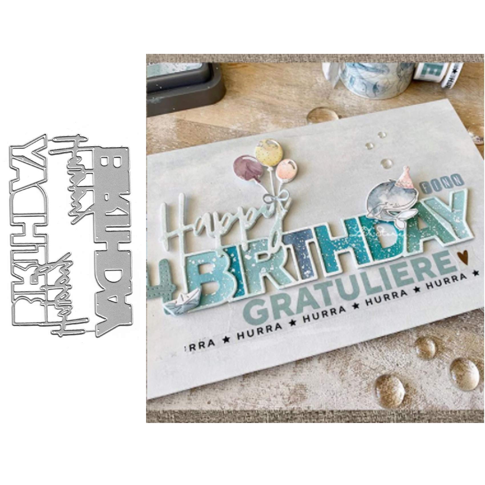 Briartw Set Di Fustelle In Metallo Per Scrapbooking - Scritte Happy Birthday E Sagome Per Biglietti Di Auguri Fai Da Te E Inviti