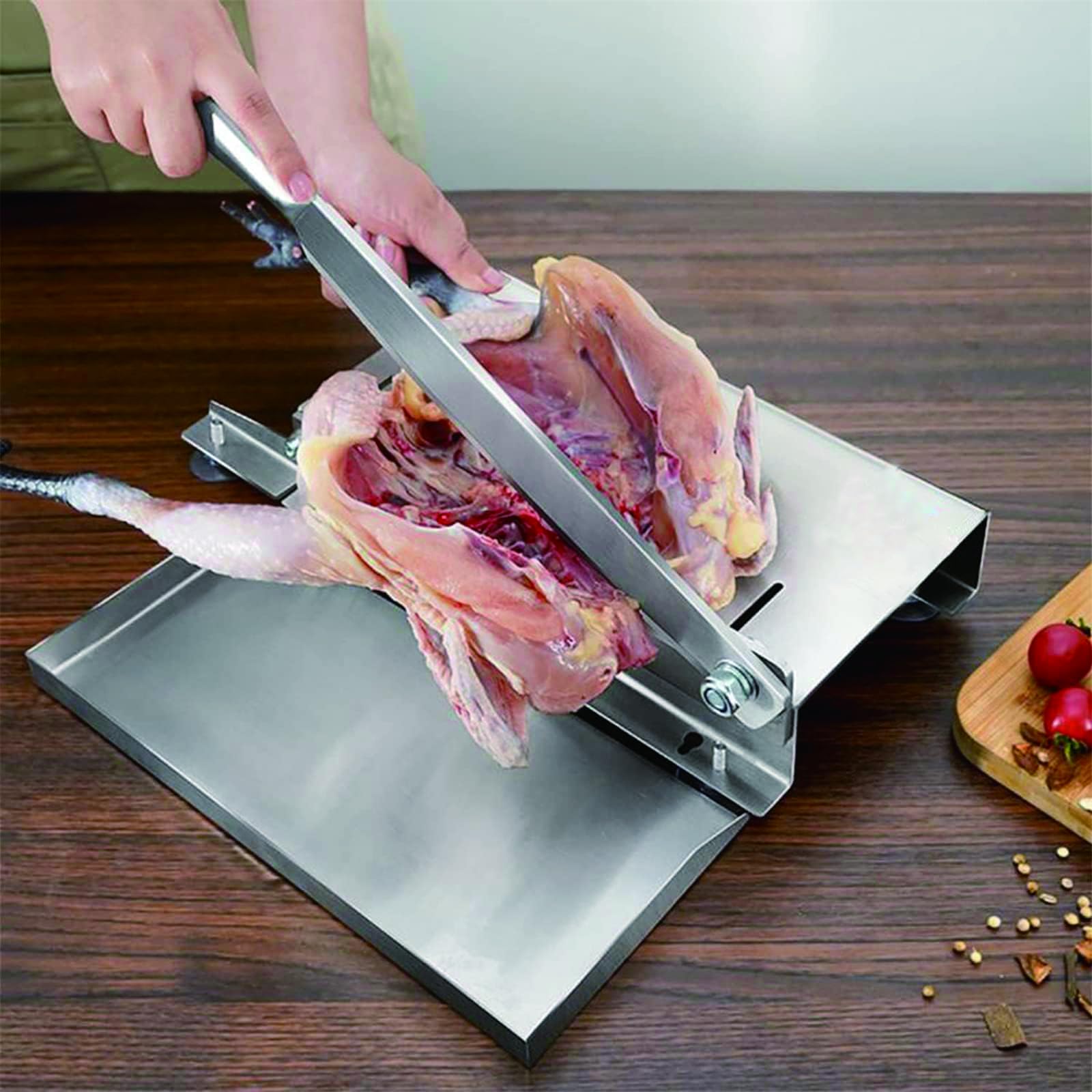 Macchina taglia-ossa, affettatrice manuale per carne con lama in acciaio inossidabile da 4 mm, base antiscivolo stabile per carne congelata, ossa, prosciutto, manzo, agnello, verdure e preparazione di