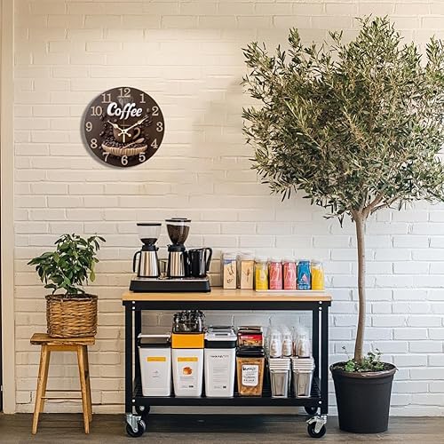 Miniatura 7 de CHGCRAFT Reloj de pared con patrón de grano de café 3D de 12 pulgadas, reloj redondo para colgar en la pared, funciona con pilas, para dormitorio,