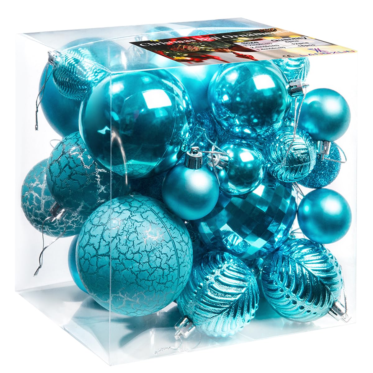 LANGXUN 36pcs Acido Blu Decorazioni Albero di Natale Palline, Bolas De Navidad, 2024 Decorazione di Natale, Indoor Outdoor Infrangibile Ornamenti di Natale, Xmars Party Wedding Suppiles