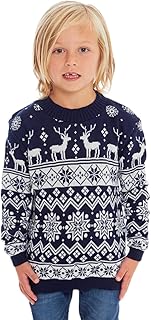 Pretty Attitude Unisex Kids Santa Christmas Jumper Acrylic Matching Cosy Fairisle Family Sweater Long Sleeve Knitted Xmas Jumpers