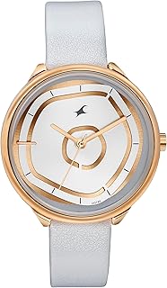 Fastrack Stunners Quartz Analog White Dial White Leather Strap Watch for Girls - 6303WL02