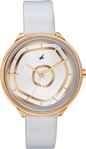 Fastrack Stunners Quartz Analog White Dial White Leather Strap Watch for Girls - 6303WL02