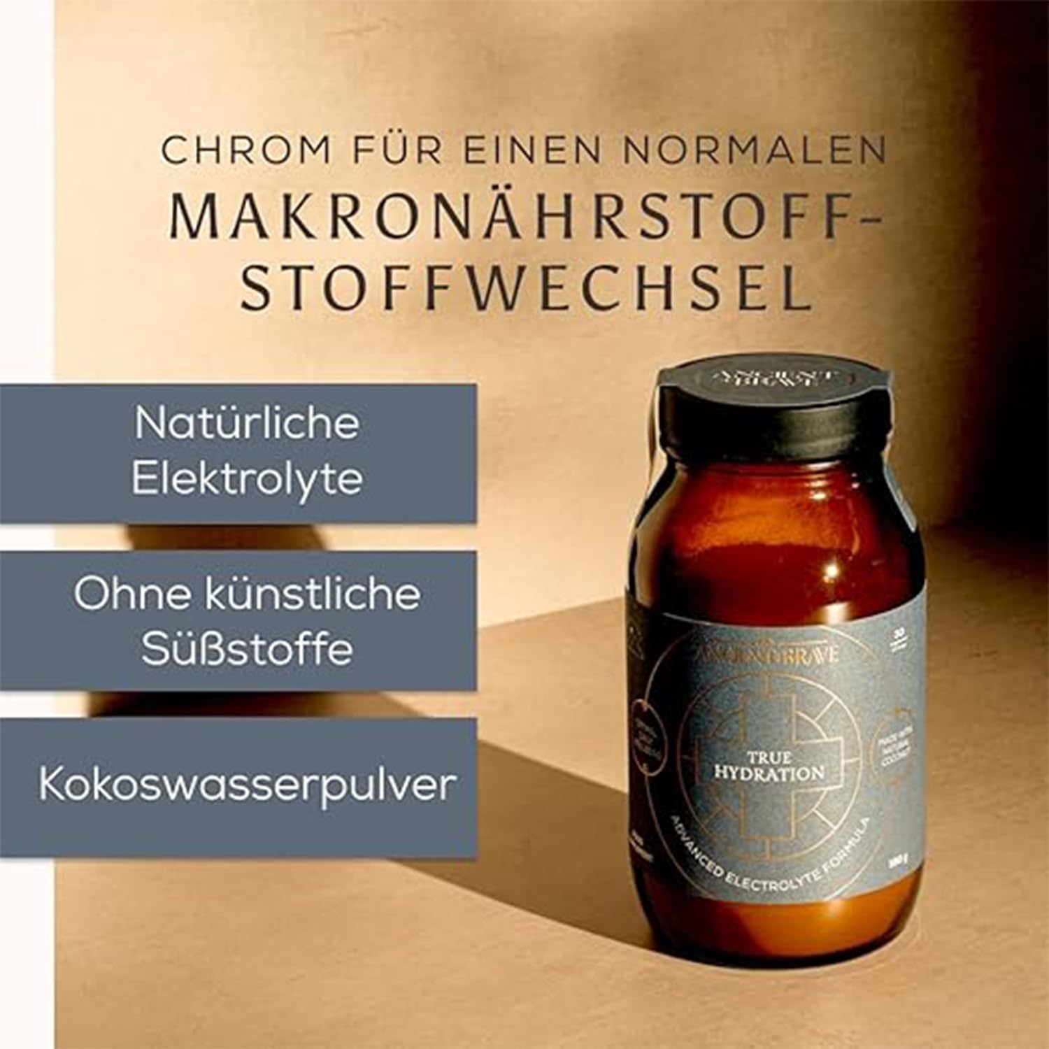 Ancient + Brave | True Hydration 180 g | Elektrolyt & Kokoswasser Mischung | Magnesium, Kalium und Chrom | Morgen & Post-Workout Hydration