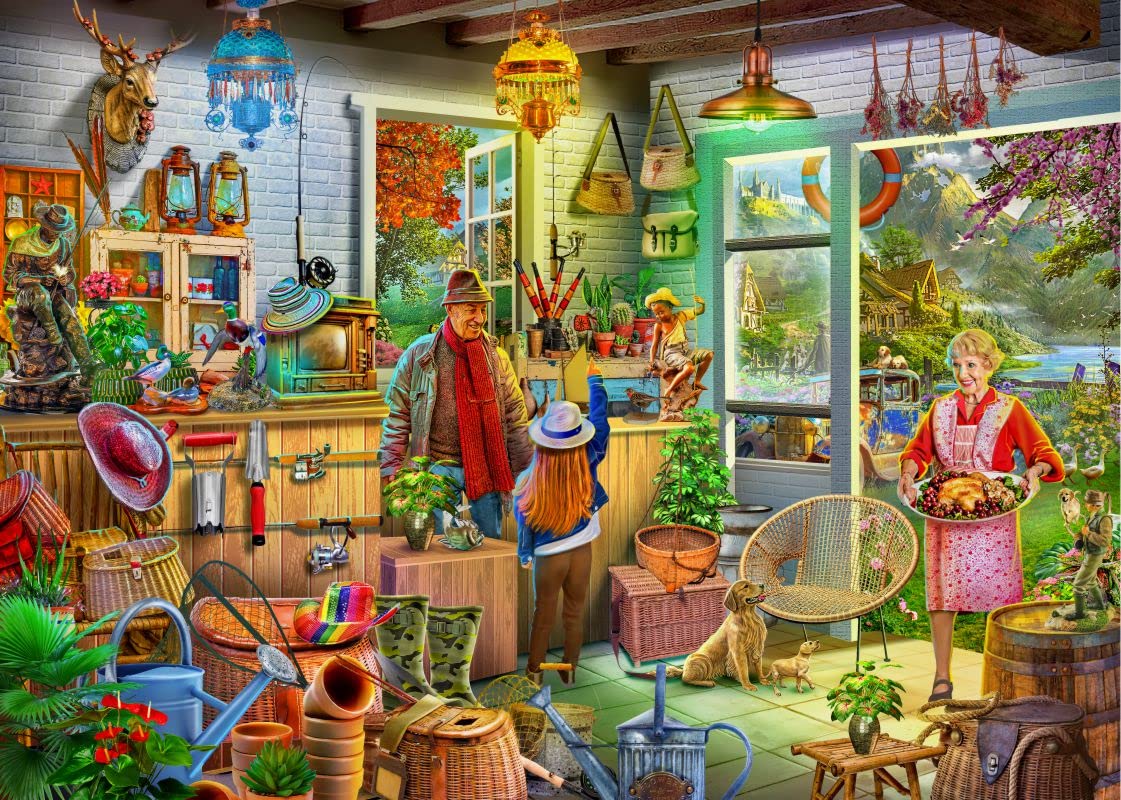 Fishing Shed 1000 Piece Puzzle for Adults - Unique Puzzles for Adults 1000 Pieces and up with Droplet Technology for Anti Glare & Soft Touch - 27.5”Lx19.5”W