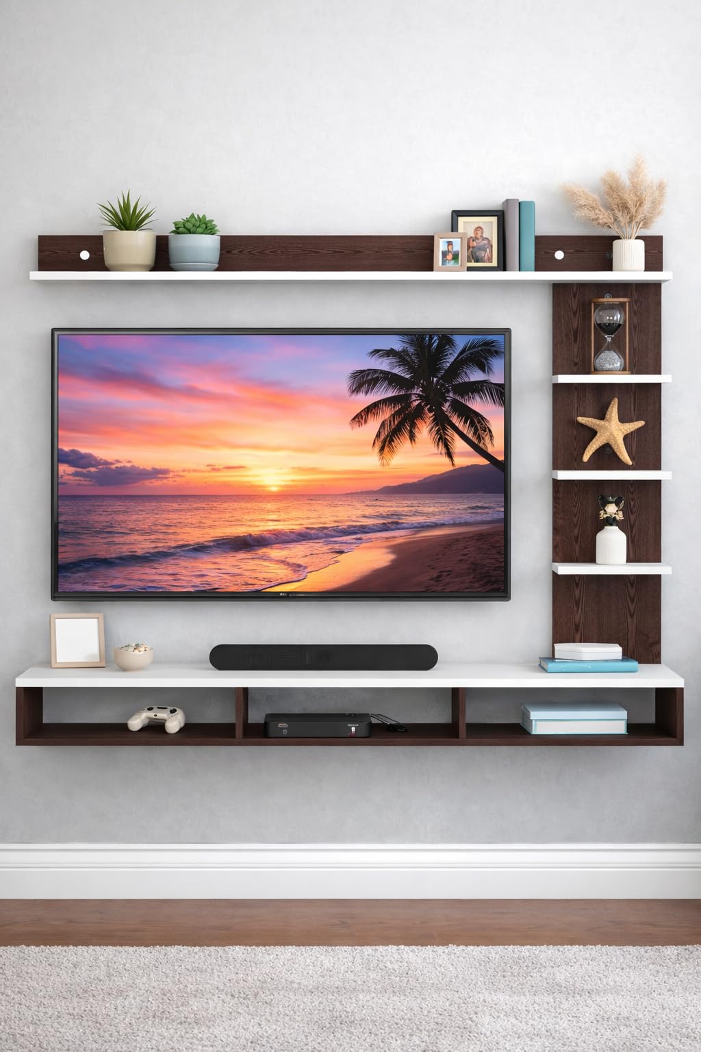 Contemporary TV Wall Panel Unit with Multi Storage Sections-image-43