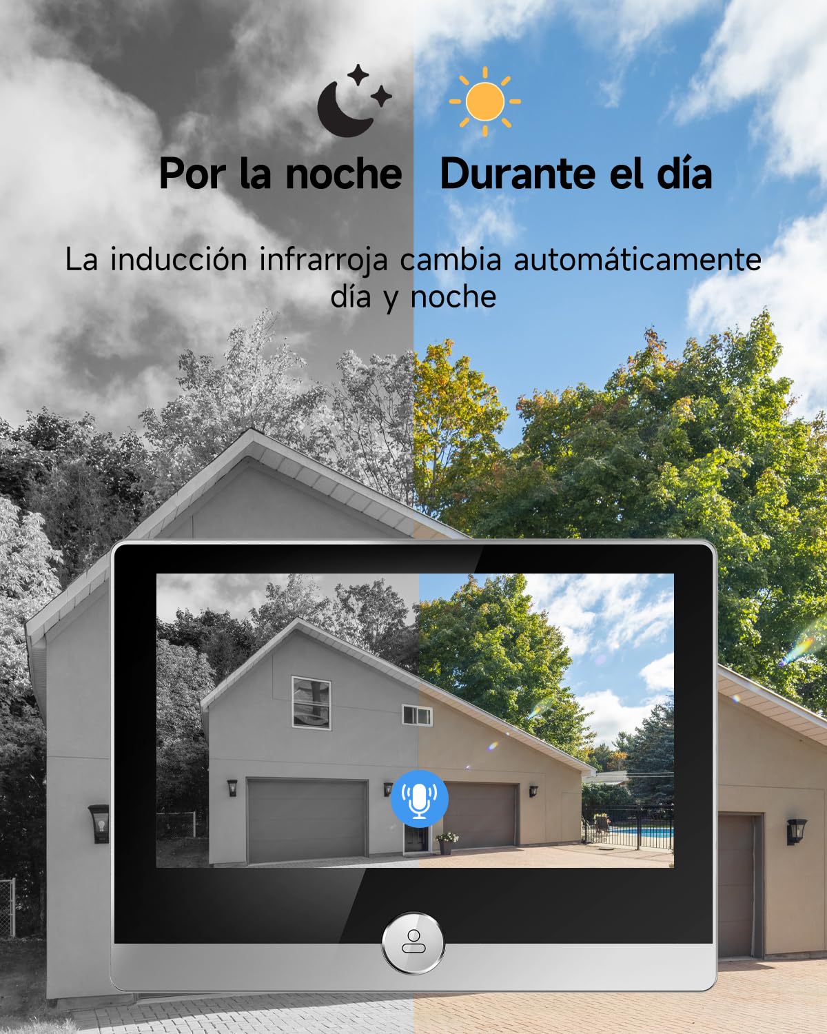 JeaTone Mirilla Digital Puerta Wifi,Mirilla Puerta con Batería Recargable 5000mAh,Mirilla Digital con 1080P Camara Puerta Mirilla,PIR Detección de Movimiento,Audio Bidireccional,Ángulo de Visión 158°