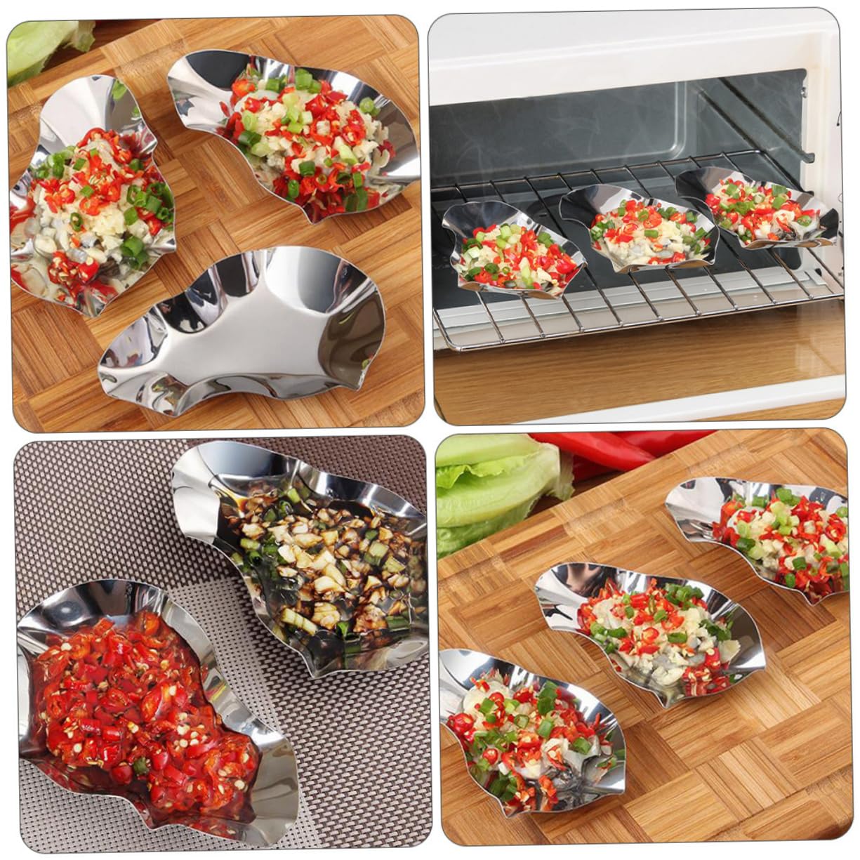 12pièces Acier Pour Sauce Et Trempage Assiettes à Huîtres Réutilisables Pour Barbecue Et Restaurants