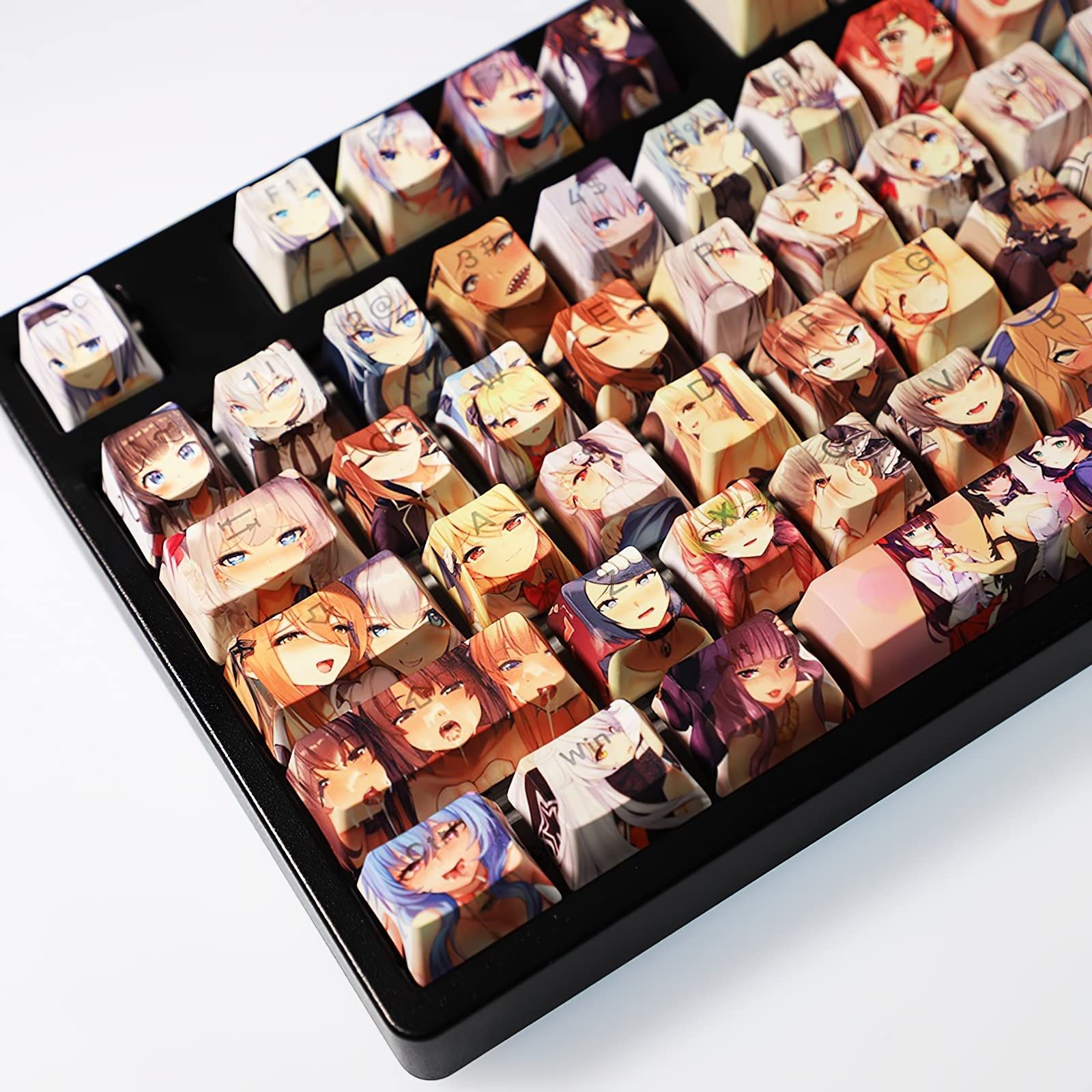 Set KeyCap Ahegao, 108 Tasti OEM Profile Dye-Sub Japanese Anime PBT Keycaps for Cherry MX Switch Custom Mechanical Gaming Keyboard