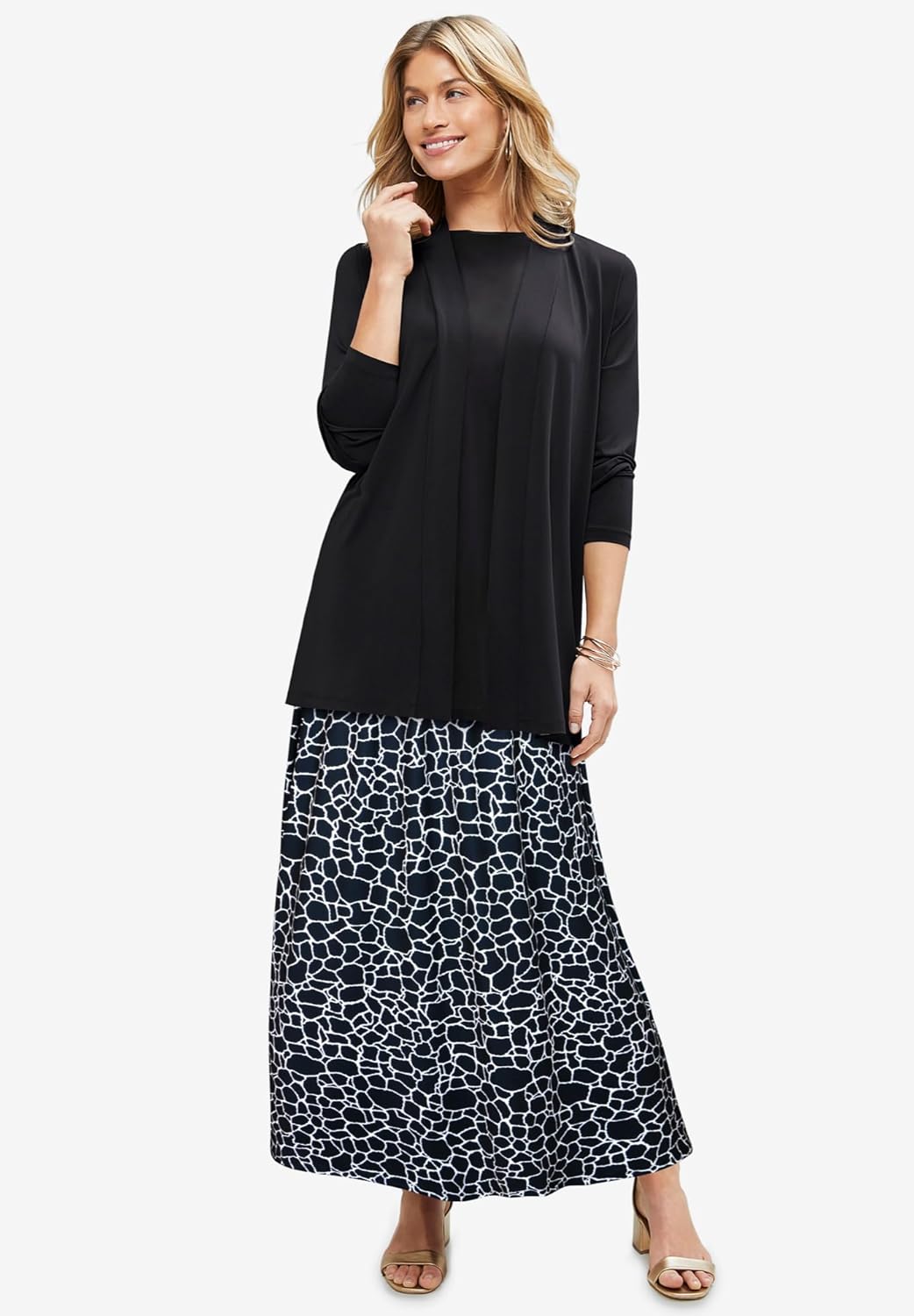 Jessica London Women's Plus Size Wrinkle Resistant Pull-On Elastic Knit Maxi Skirt