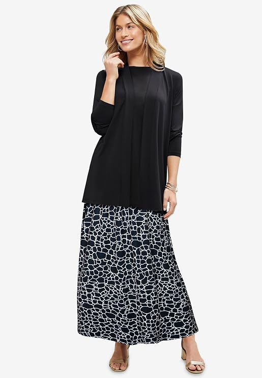 Jessica London Women's Plus Size Petite Stretch Knit Maxi Skirt