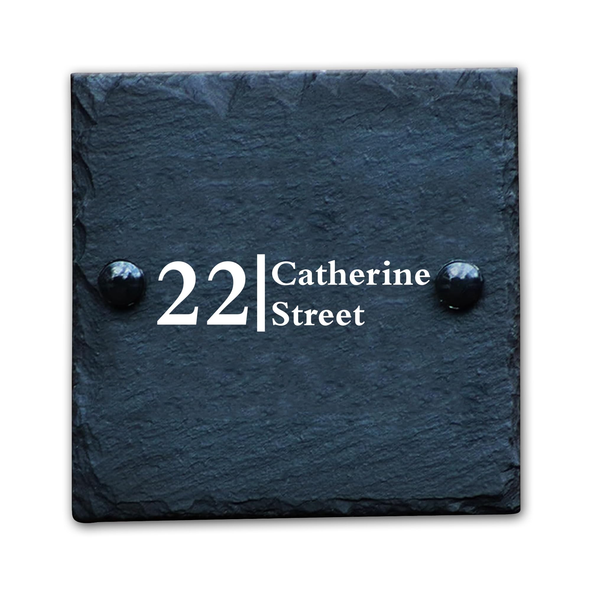 Housics Personalised Slate House Number Plaque, Black, 150x150mm, Design 2