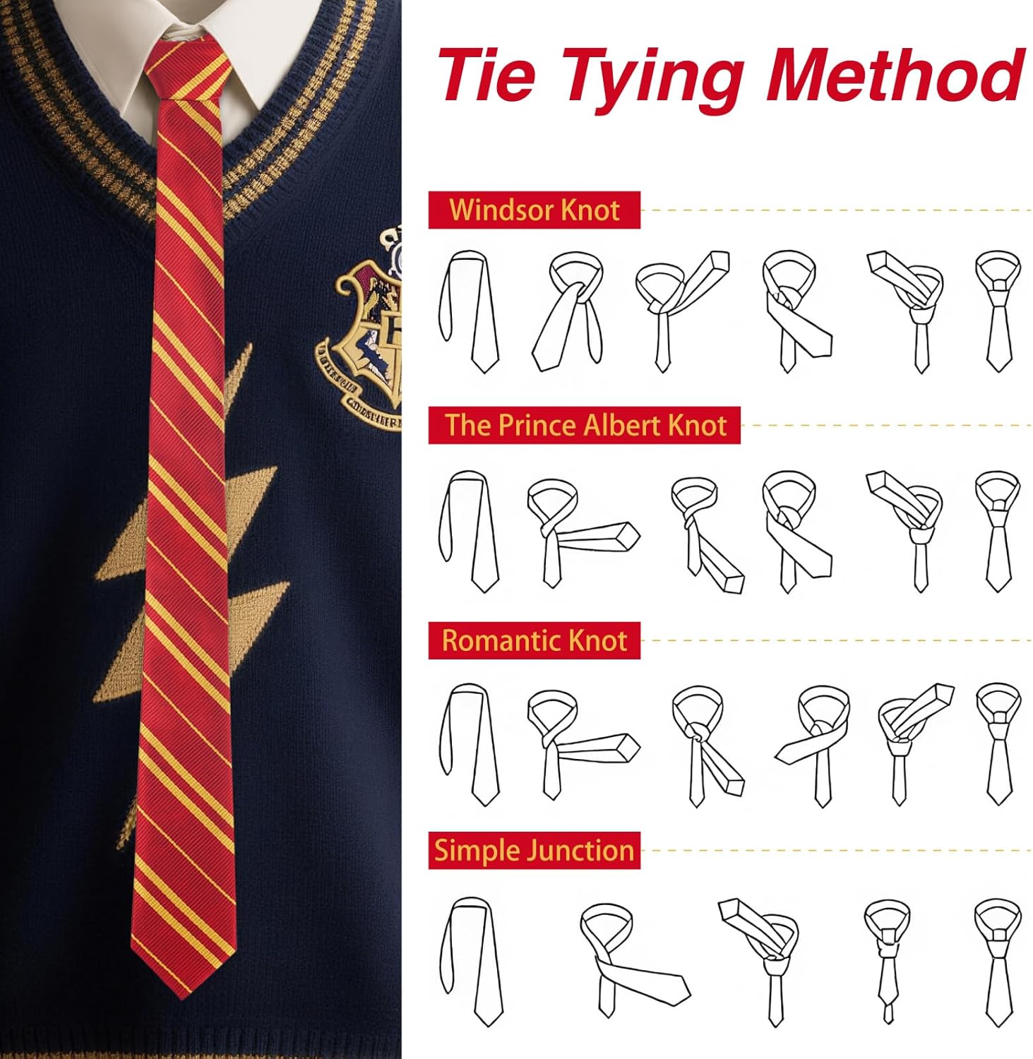 Wizard Costume Accessories Set, Halloween Cosplay Costume with Robe, Scarf, Wand, Tie, Glasses for Dress-up Party - Image 5