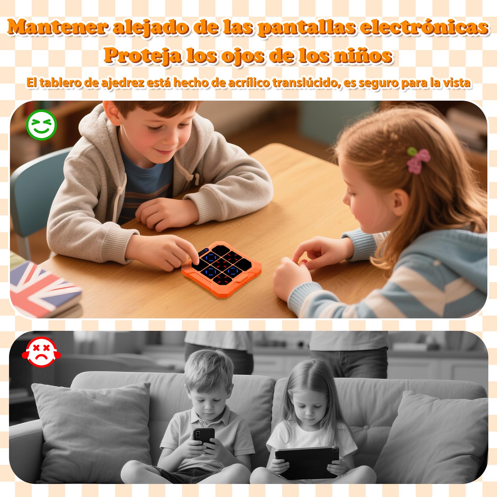 BlueSwan Tres en Raya Electrónico 6 en 1, Tic‑Tac‑Toe Juegos de Viaje, Consola de Bolsillo con Modo Silencioso y Batería Recargable, Desarrolla Lógica y Memoria, Regalo Ideal para Niños y Adultos (3+)