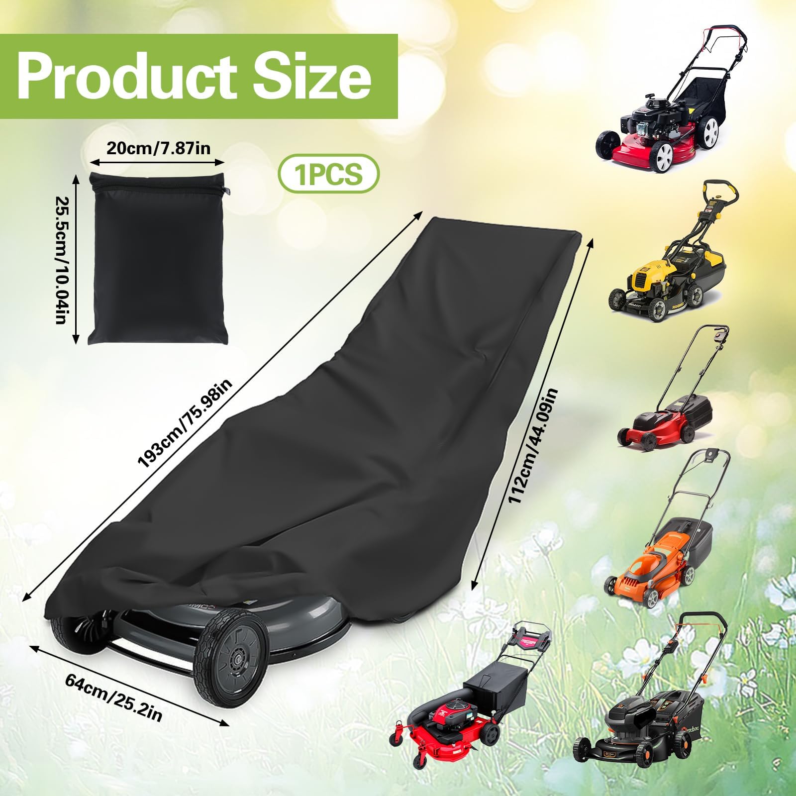 Rasenmäher Abdeckung 193x112x64cm - Wasserdichte Schutzhülle Aus 210D Oxford