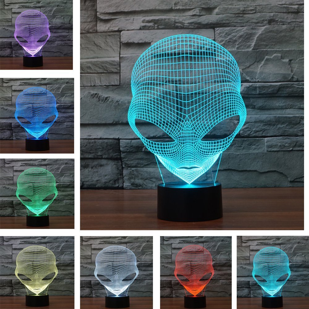 Kingcoo Hot Man 3D Table Lamp, 3D Alien Shapes Optical Illusion Visual Night Light 7 Color Change Usb Touch Button Led Desk Atmosphere Lamp,Baby Gift(Hot Man)