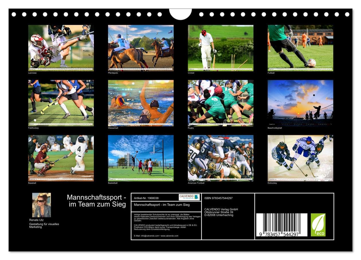 Mannschaftssport - im Team zum Sieg (Wandkalender 2026 DIN A4 quer), CALVENDO Monatskalender: Actionreiche Bilder beliebter Teamsportarten aus aller Welt
