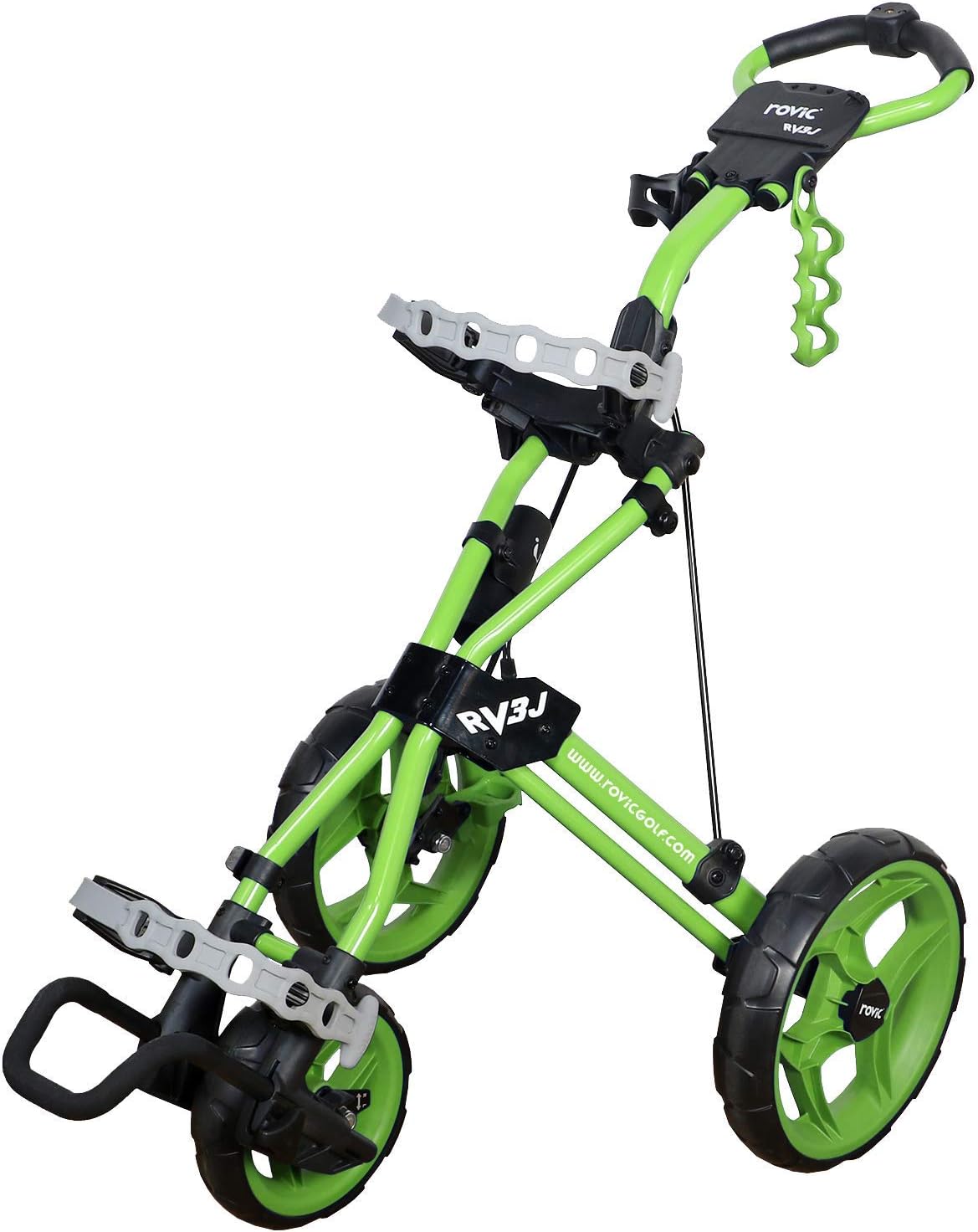 Rovic Model RV3J Junior | Youth 3-Wheel Golf Push Cart (Lime)