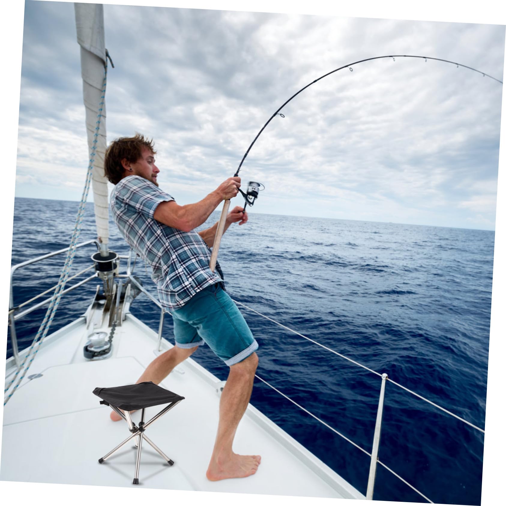 1pezzi Sgabello da Pesca Leggero e Portatile per Campeggio e Spiaggia Resistentl Usura Sole Metodo di Fissaggio per Maggiore Stabilità