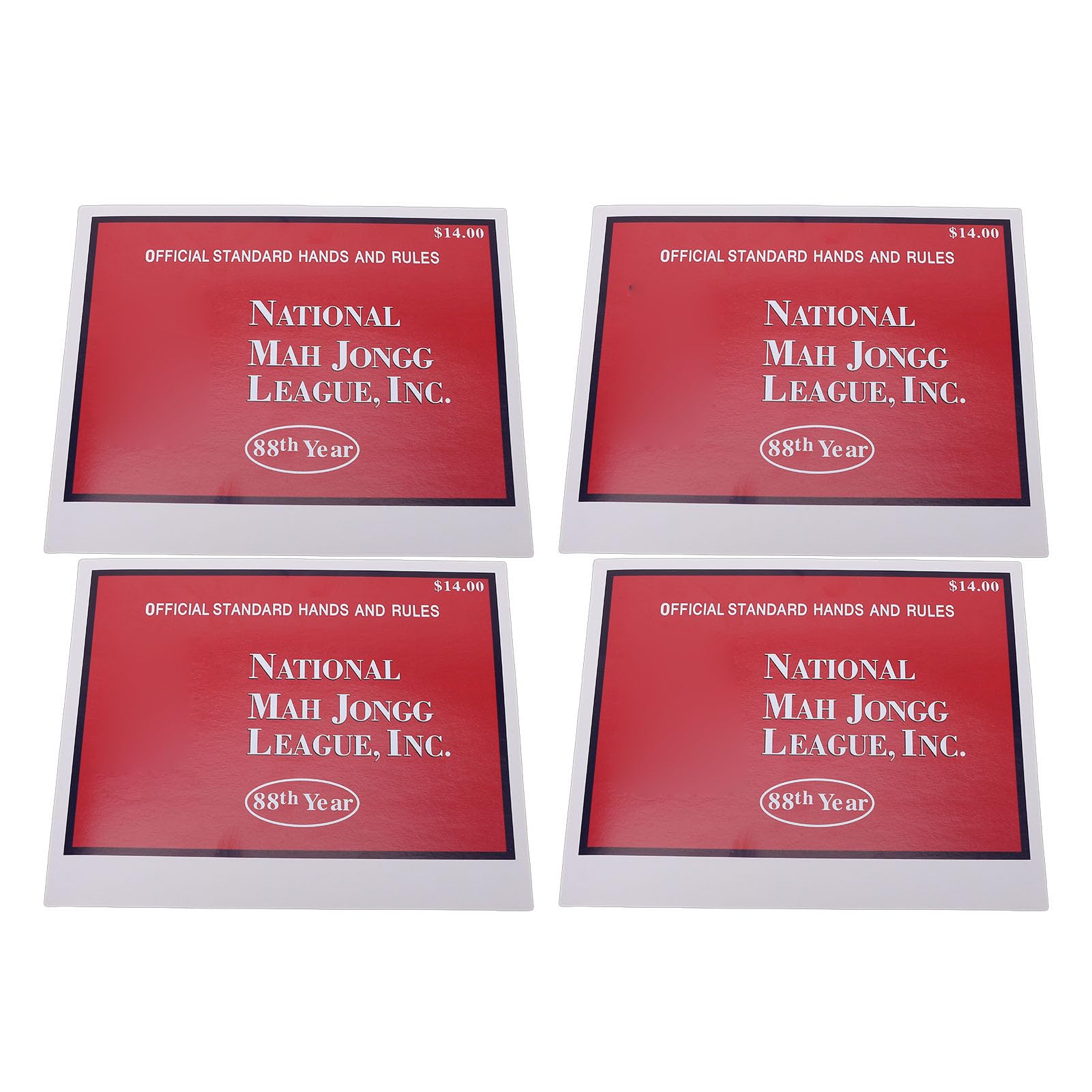 HEEPDD Mahjong Guide Card National MahJongg League Mahjong Standard Size Cards Four Pack Bundle, Official Hands and Rules for