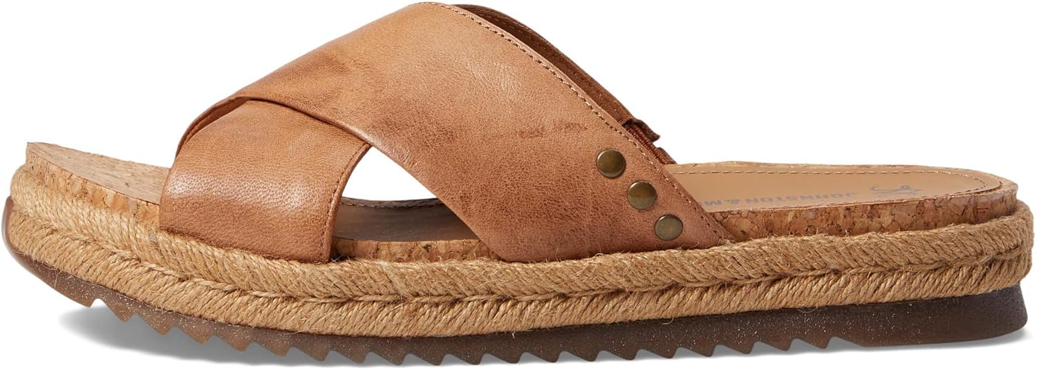Johnston & Murphy Women's Michelle Cross Strap Wedge Sandal, Tan, 7.5