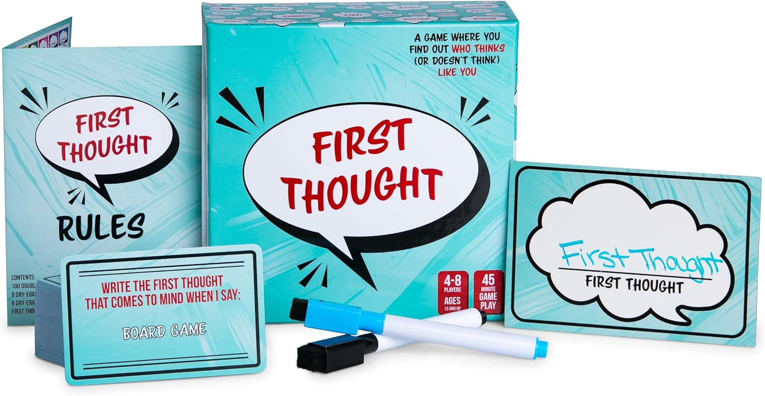 FIRST THOUGHT Family Board Game | The Hilarious Quick-Thinking Party Game | Family-Friendly Board Game | Great for Game Nights | Easy to Learn & Play Anywhere | Perfect for 4-8 Players