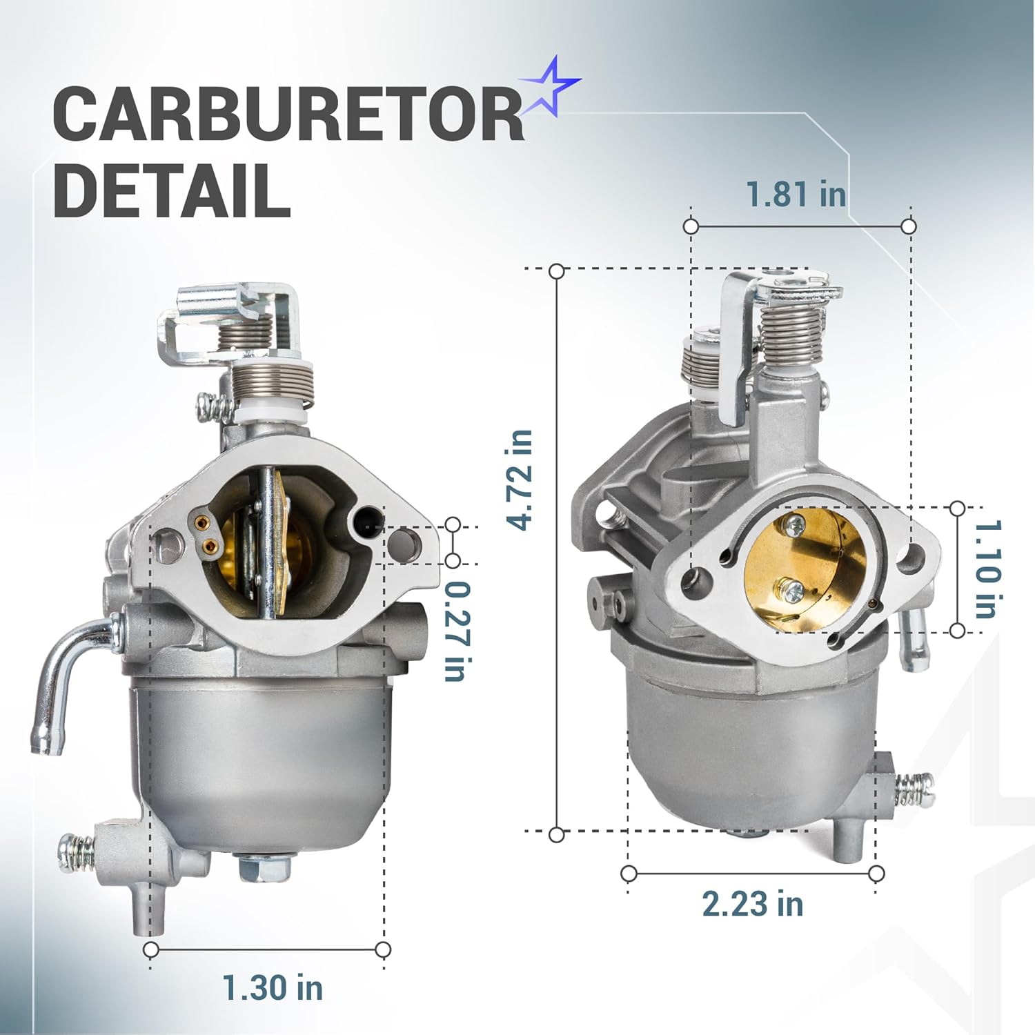 BlueStars 607954 Carburetor Kit for Kawasaki 13HP FJ400D Engine - Compatible with EZGO RXV 2008-Up, Gas Golf Cart TXT 2010-2015, Valor 2010-2014 with Fuel Pump - Replaces OEM 808656, 602061, 72873G01