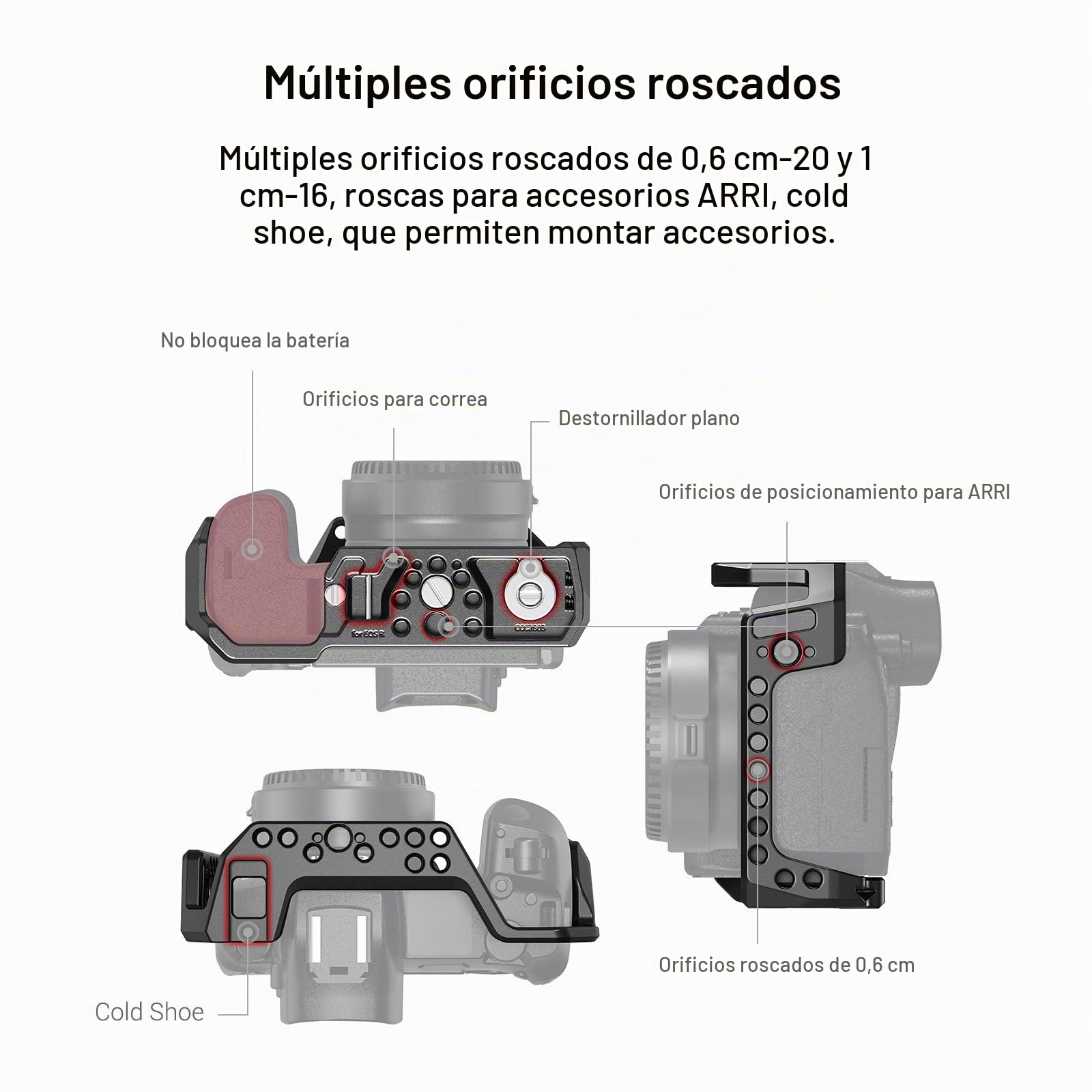 (Nueva Versión) SMALLRIG R Cage Jaula para Canon R, Cage con Cold Shoe Incorporada y Diseño Anti-torsión - CCC2803