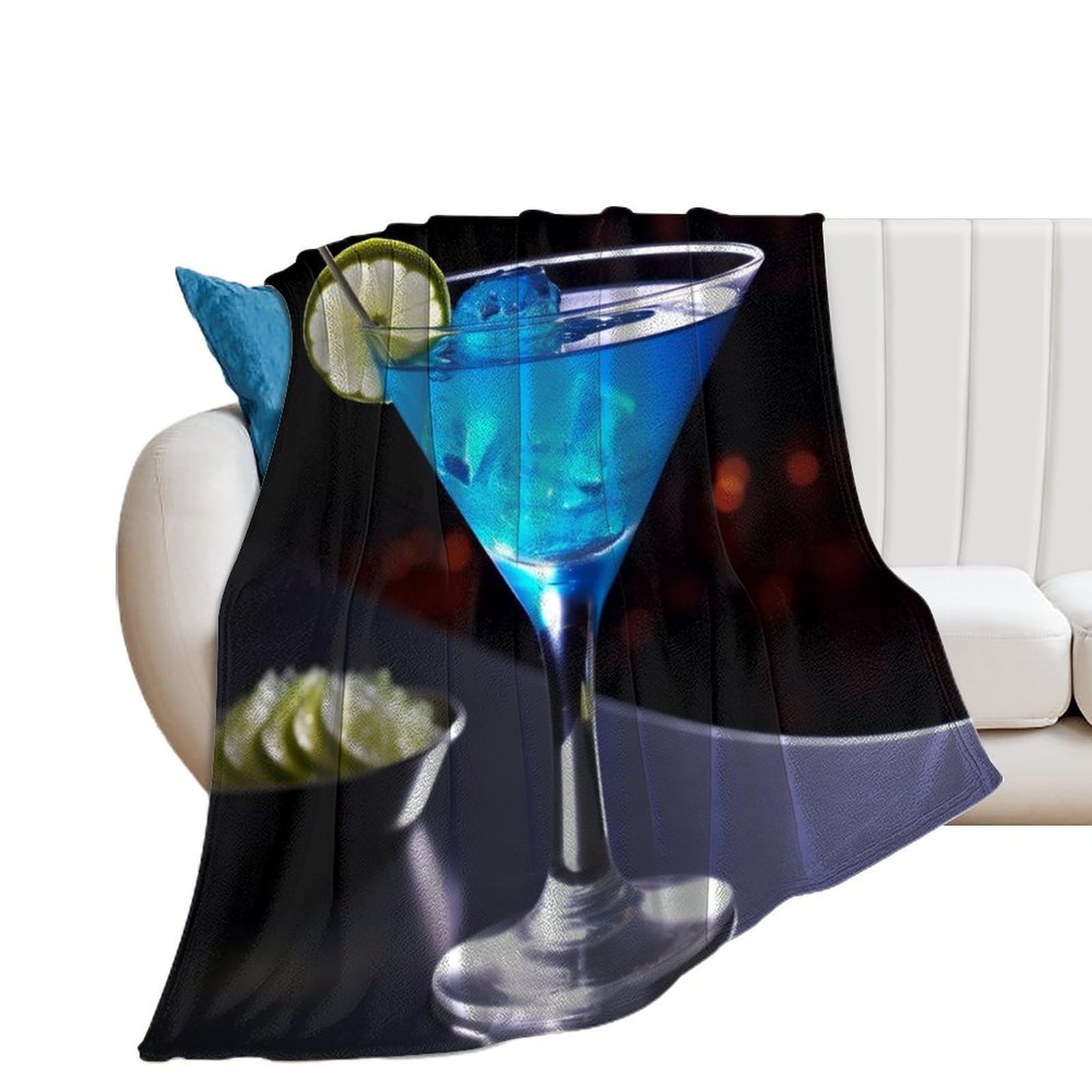 Couverture douce en flanelle bleue 130x150 cm pour stopper le froid sur votre canapé