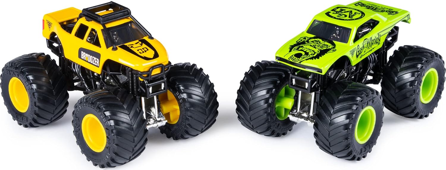 Monster Jam, Official Brodozer vs. Gas Monkey Die-Cast Monster Trucks, 1:64 Scale, 2 Pack